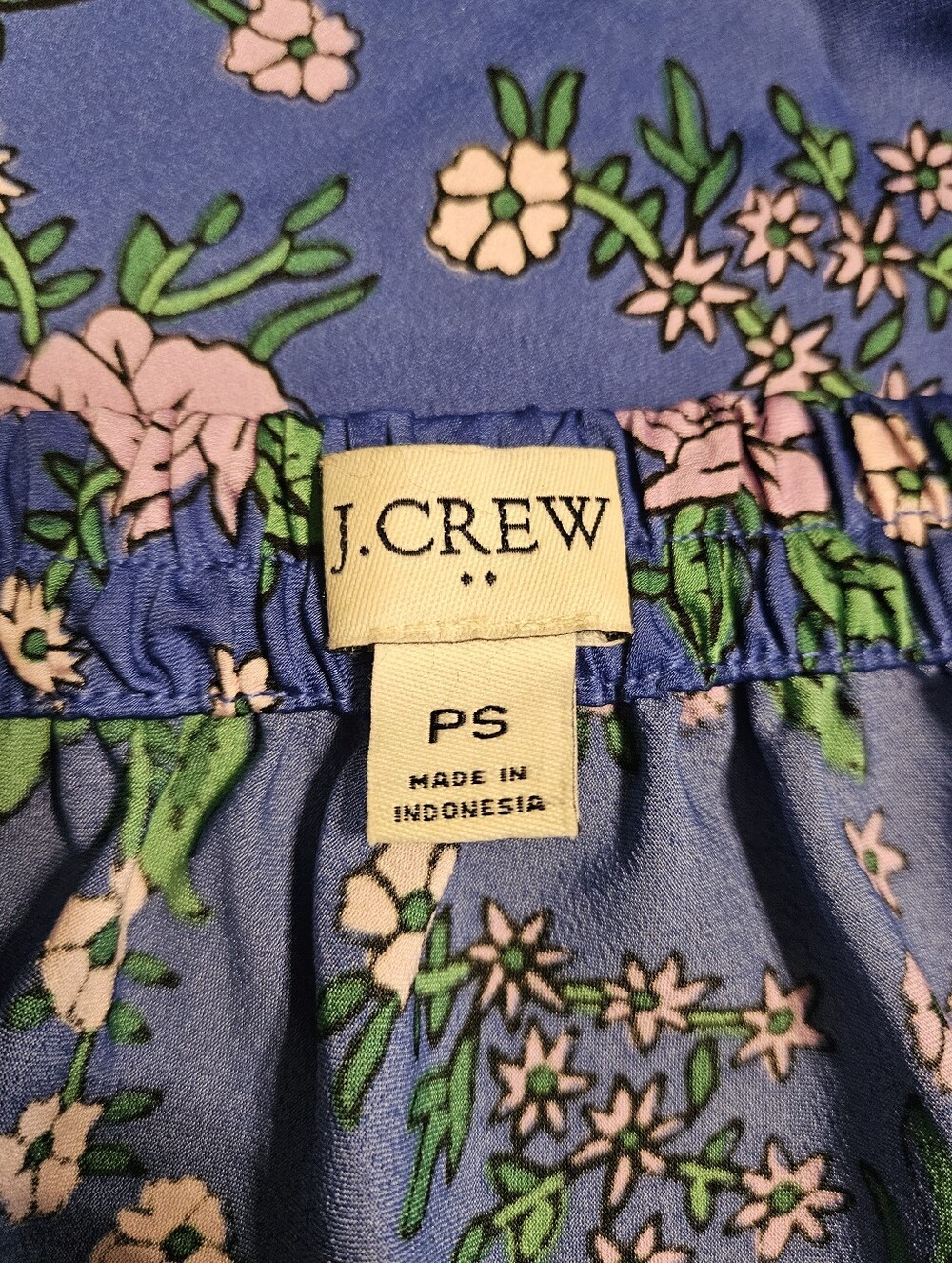 J. Crew Blue Midi Pencil Skirt with Pink Floral Print - Picture 3 of 4